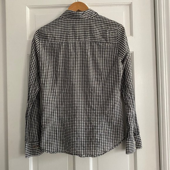 J Crew Black Gingham Perfect Shirt sz M - Picture 2 of 4